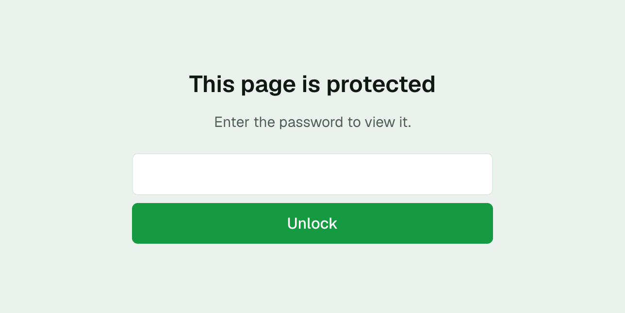 This page is protected. Enter the password to view it. A single password field and an Unlock button.