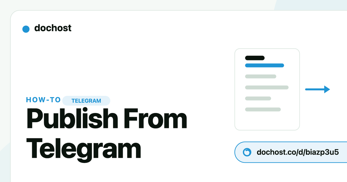 How to Publish a Page From Telegram With @dochost_bot How to Publish a Page From Telegram With @dochost_bot