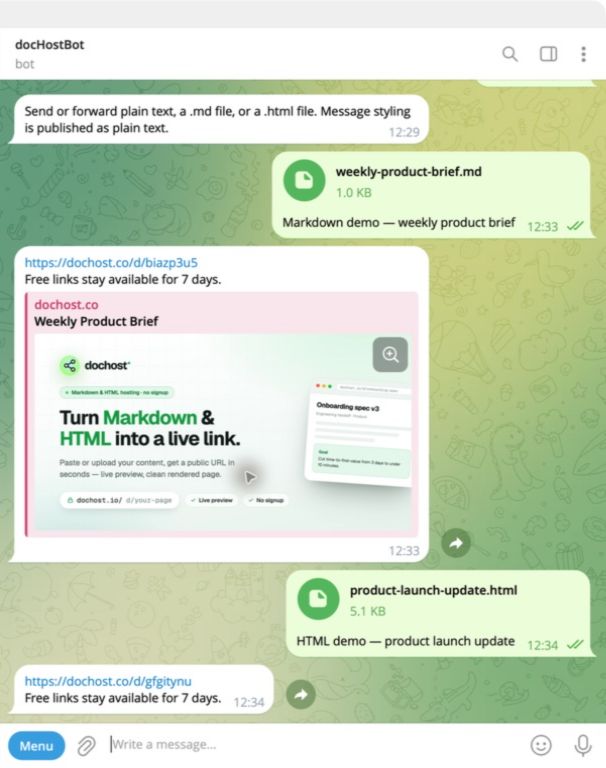Publish From Telegram: Forward a File, Get a Link Back Publish From Telegram: Forward a File, Get a Link Back